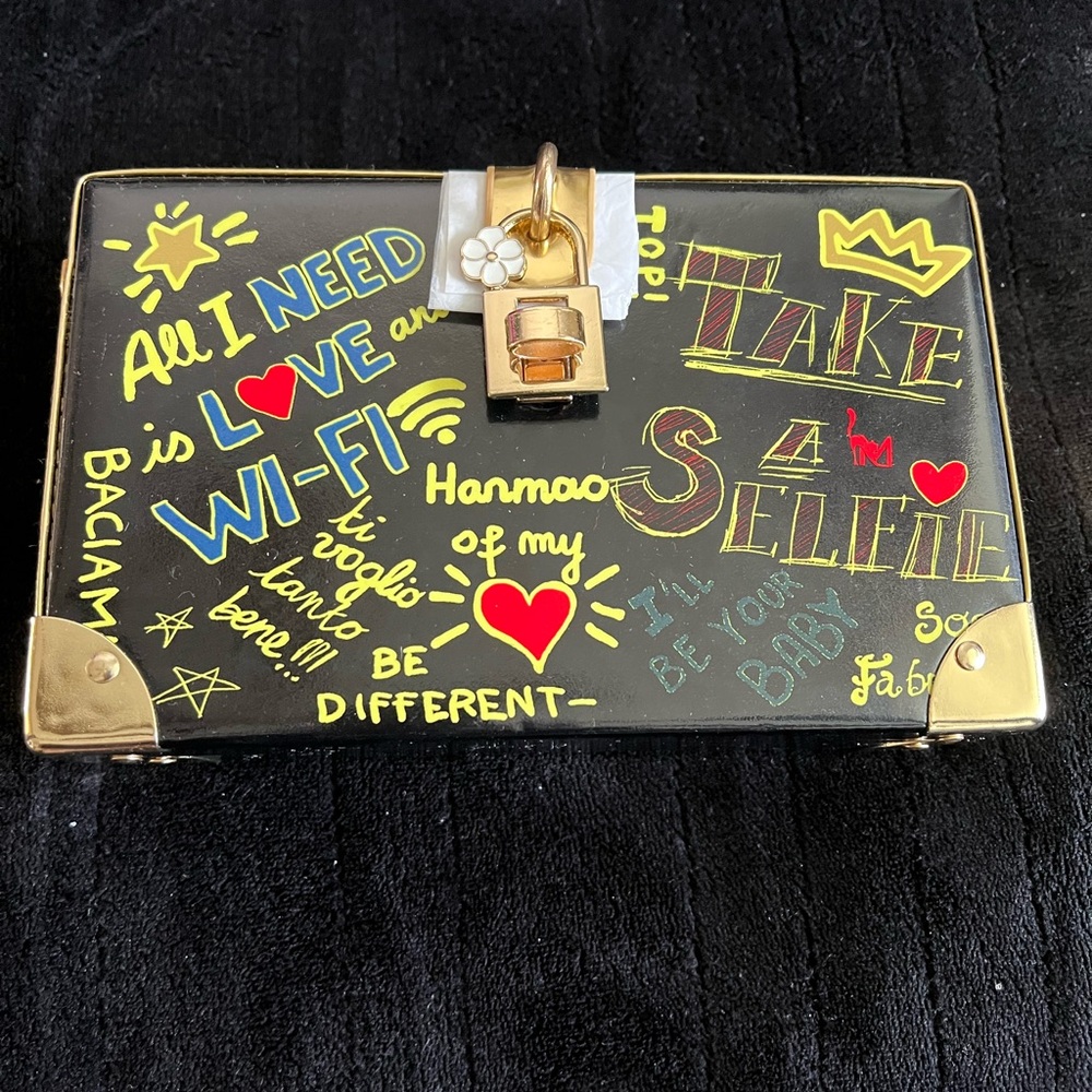 Black and Gold Graphic Clutch